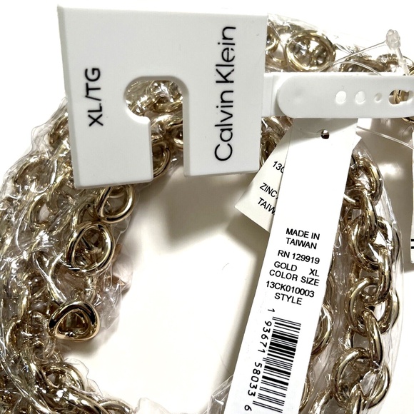 NWT Original CALVIN KLEIN Gold-Tone Chain Belt with Hanging Logo Charm main image 5